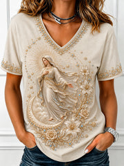 Women's Assumption of Mary Faith Art Printed T-shirt
