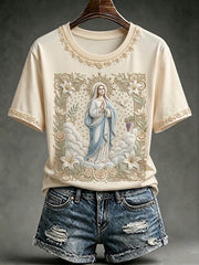 Women's Assumption of Mary Faith Art Printed T-shirt
