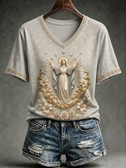 Women's Assumption of Mary Faith Art Printed T-shirt