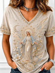 Women's Assumption of Mary Faith Art Printed T-shirt