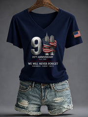 Women's America Printed V-neck T-shirt