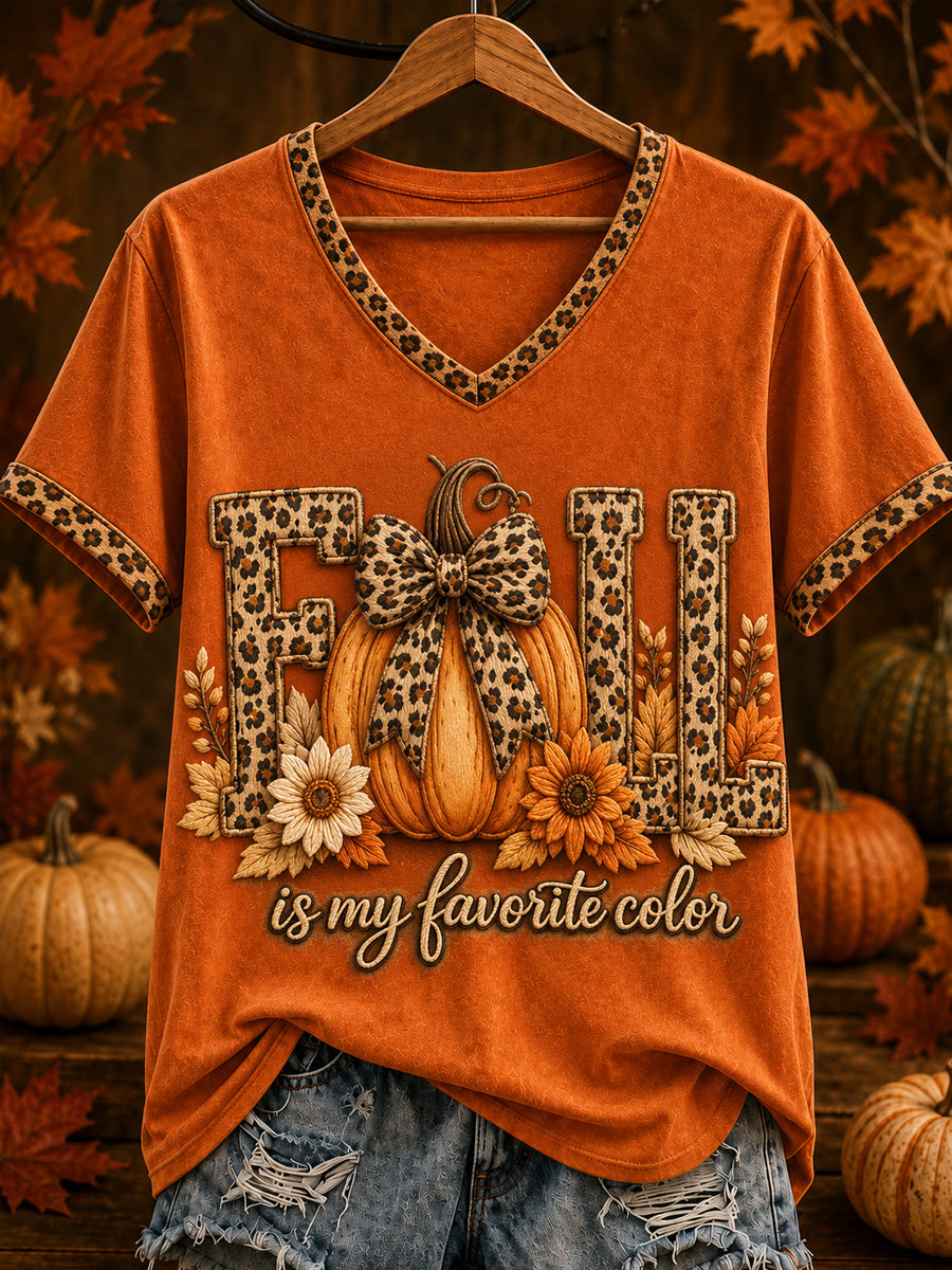 Women's Fall Is My Favourite Color Cute Pumpkin Short Sleeve T-shirt
