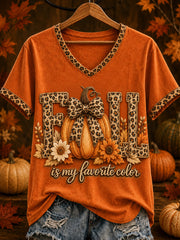 Women's Fall Is My Favourite Color Cute Pumpkin Short Sleeve T-shirt