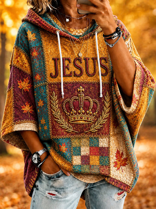 Women's Fall Jesus Cross Art Hoodie