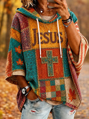 Women's Fall Jesus Cross Art Hoodie