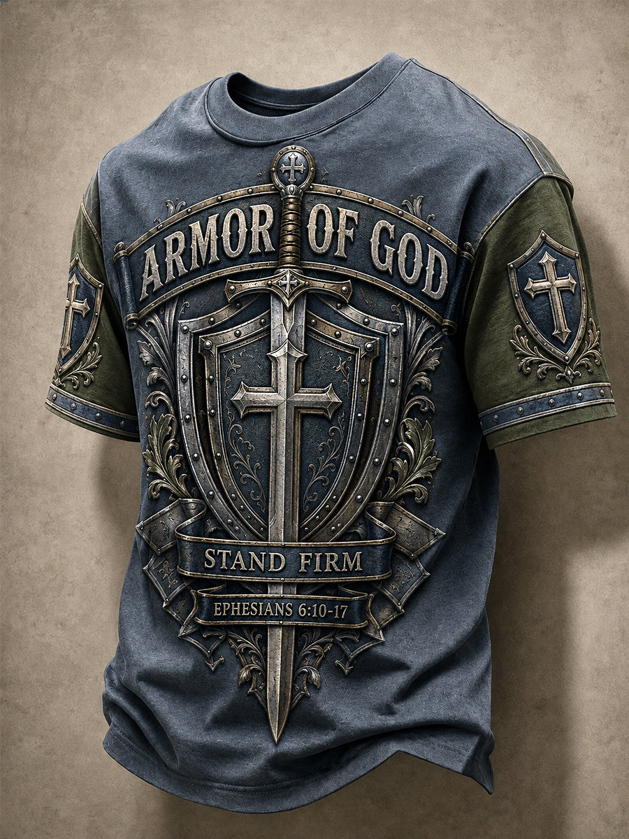 Men's Armor Of God Print Casual Tee