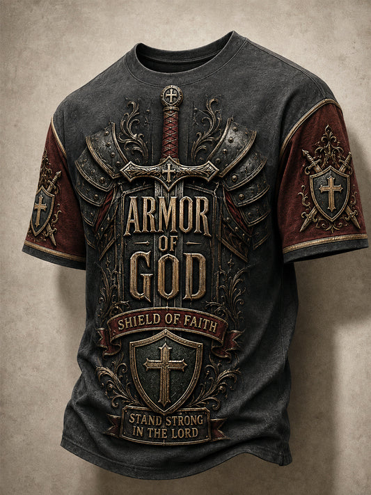 Men's Armor Of God Print Casual Tee