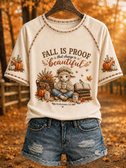 Women’s Christian Fall Lamb Graphic Print Casual T-Shirt