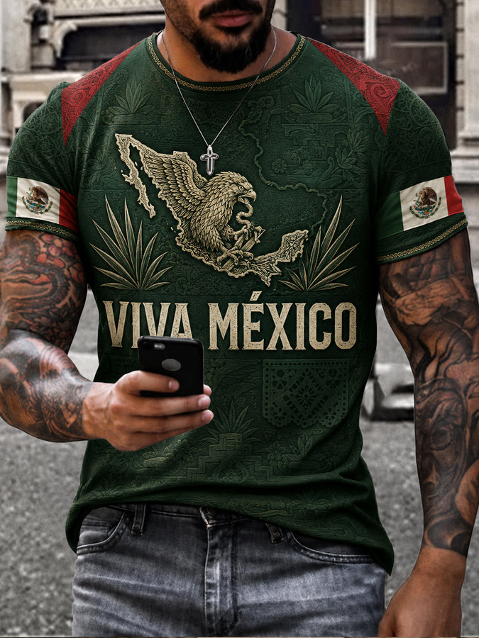 Men's Mexico Independence Day Art Printed T-shirt