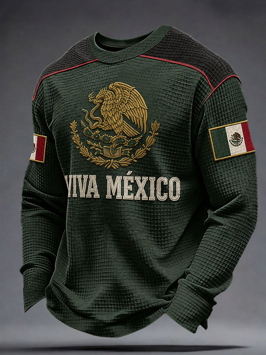 Men's Mexico Independence Day Art Printed Waffle Sweatshirt