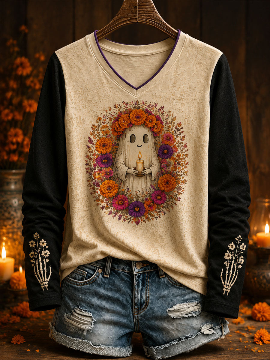 Women's Mexico Day of The Dead Art Printed T-shirt