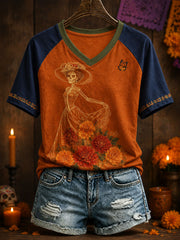 Women's Mexico Day of The Dead Art Printed T-shirt