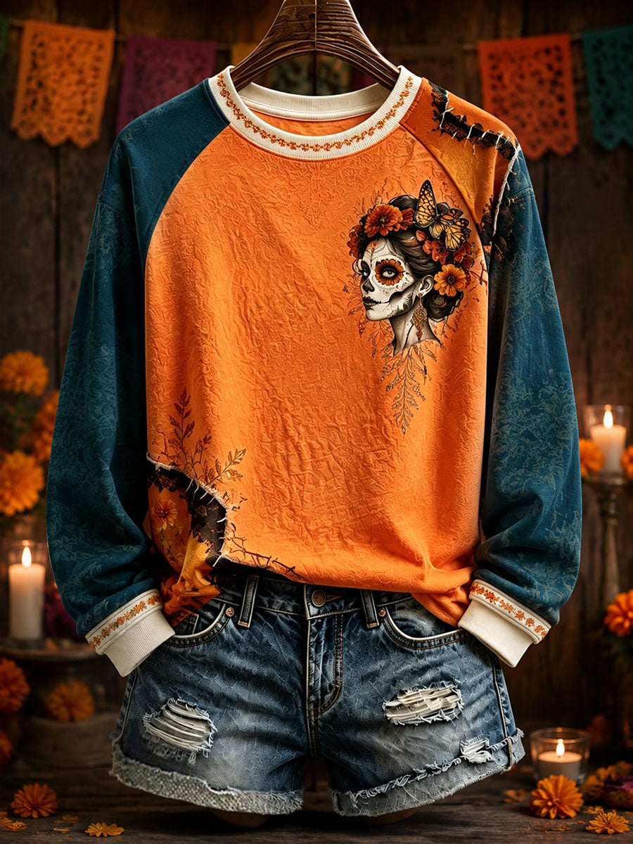 Women's Mexico Day of The Dead Art Printed Sweatshirt