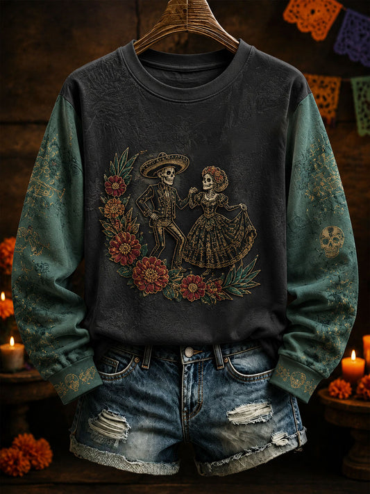 Women's Mexico Day of The Dead Art Printed Sweatshirt