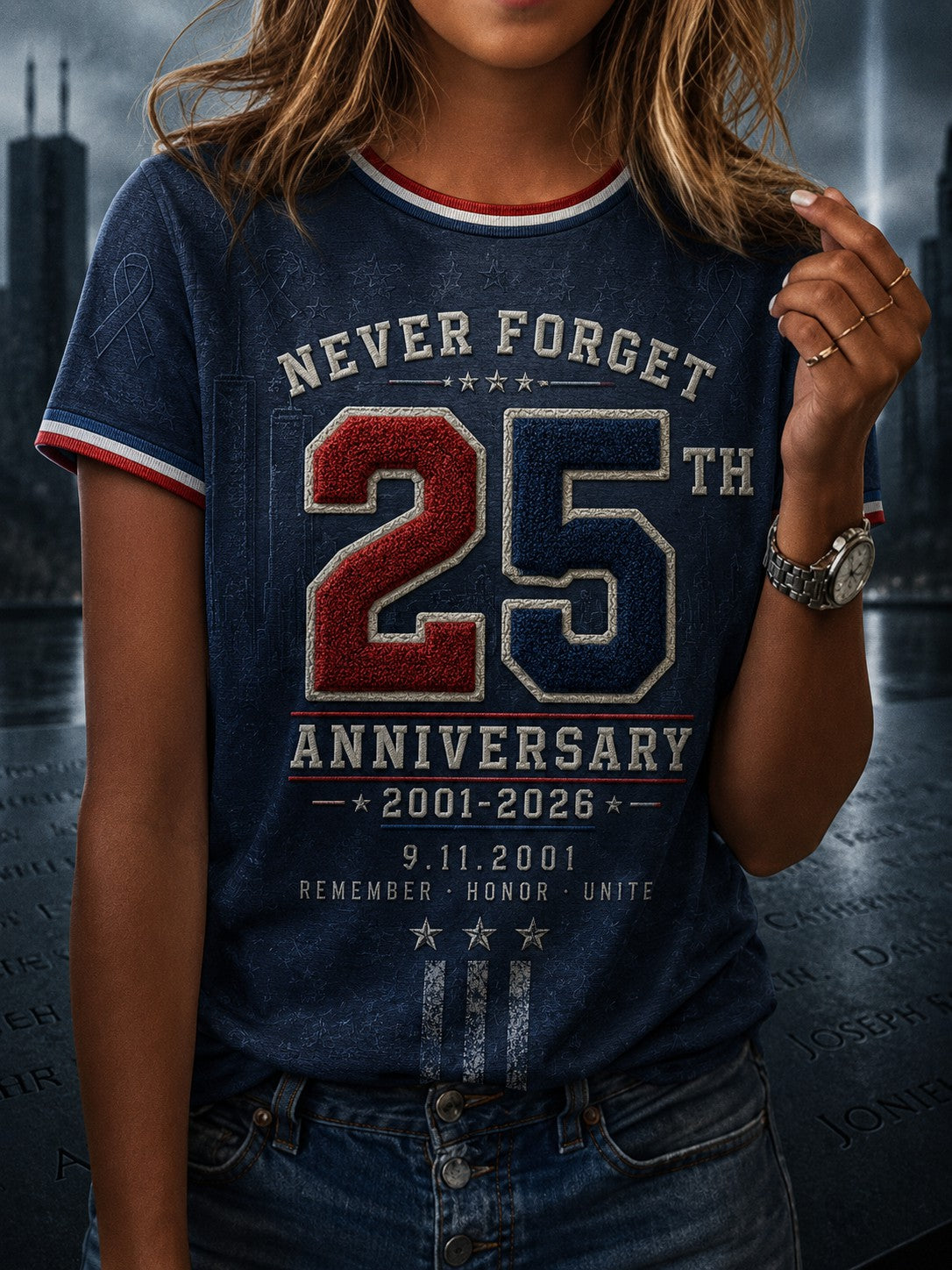 Women's 9.11 Never Forget Printed T-shirt