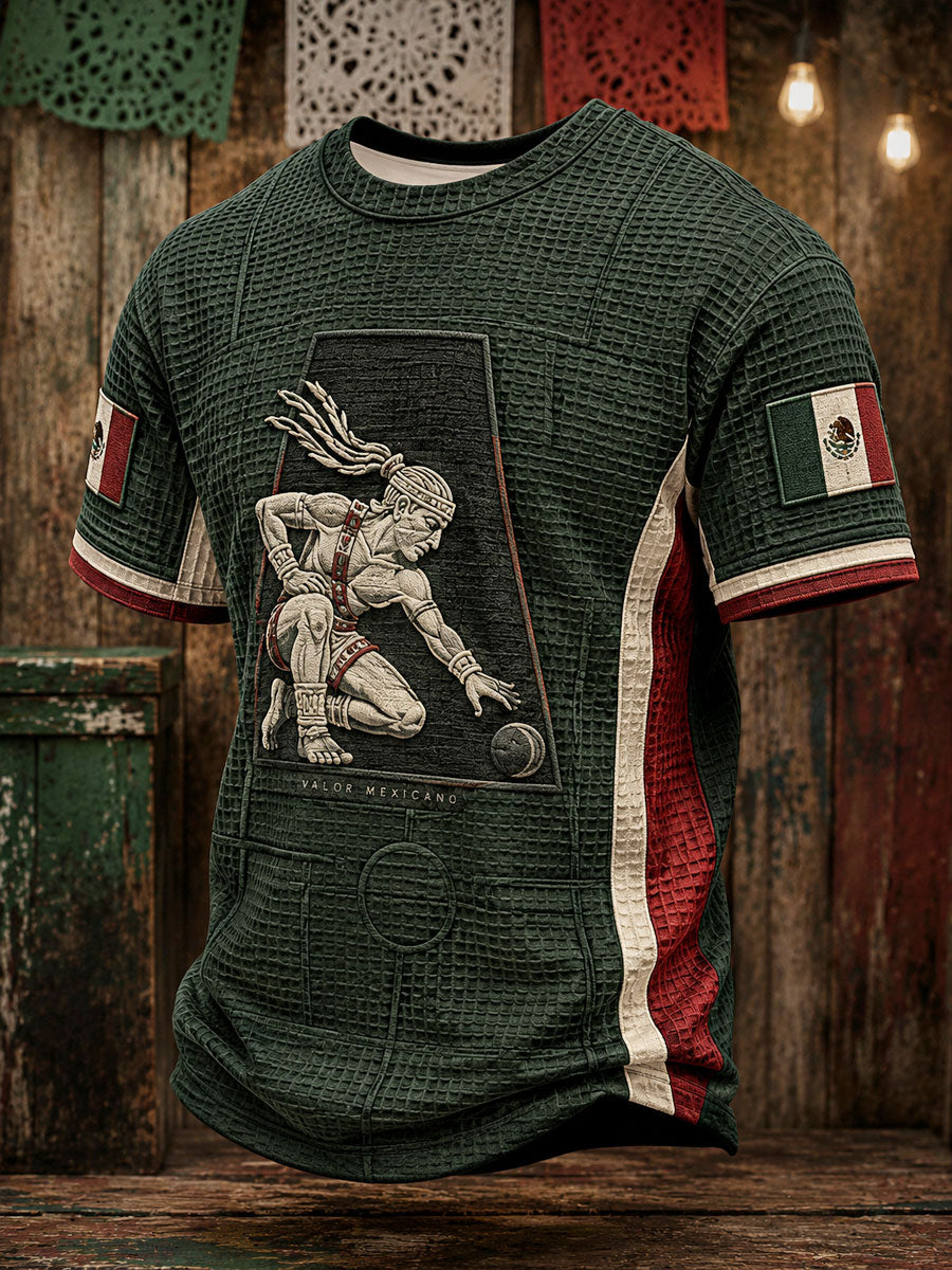 Men's Mexico Independence Day Art Printed Waffle T-Shirt