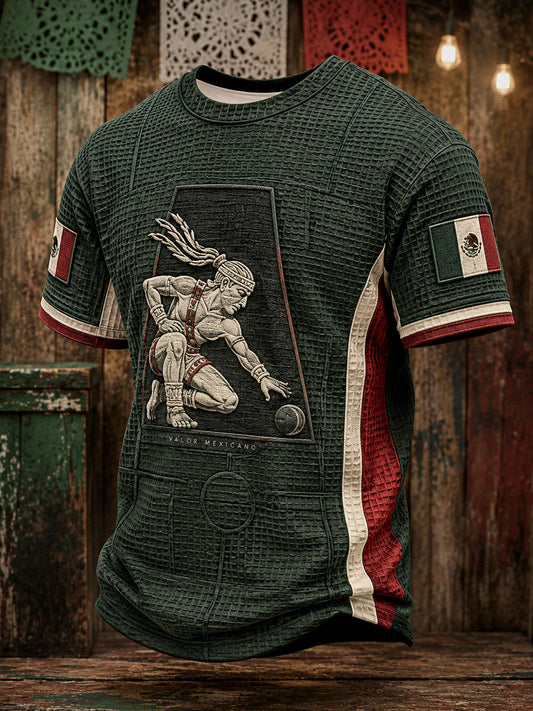 Men's Mexico Independence Day Art Printed Waffle T-Shirt