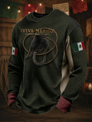 Men's Mexico Independence Day Art Printed Waffle Sweatshirt