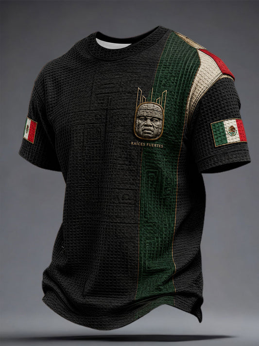 Men's Mexico Independence Day Art Printed Waffle T-Shirt
