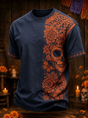 Men's Mexico Day of The Dead Floral Art Printed T shirt