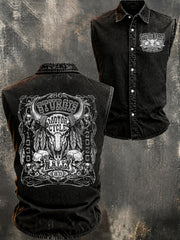 Men's Motorcycle Rally Printed Sleeveless Shirt