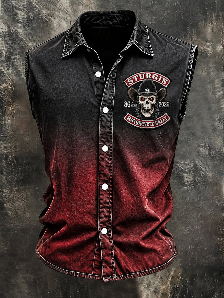 Men's Motorcycle Rally Printed Sleeveless Shirt