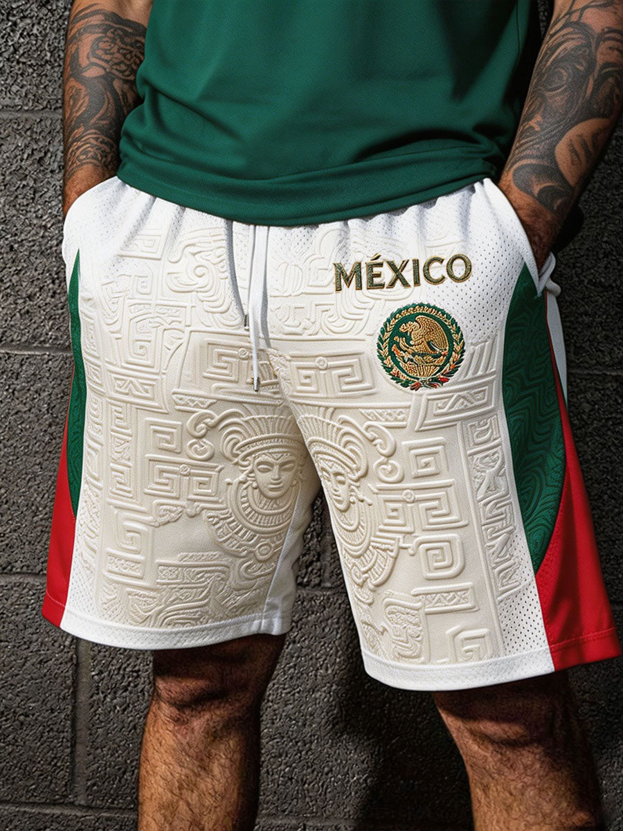 Men's Mexico Football Lover Art Printed Shorts