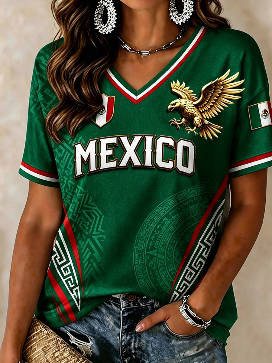 Women's Mexico Pride Art Printed short-sleeved T-shirt