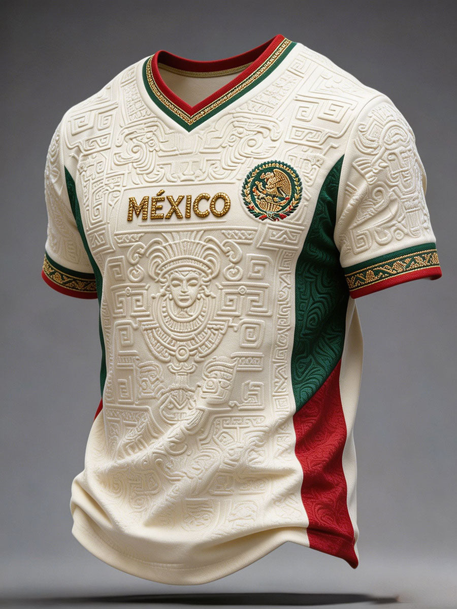 Men's Mexico Football Lover Art Printed T-shirt