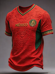 Men's Mexico Football Lover Art Printed T-shirt