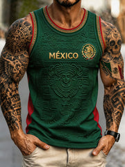 Men's Mexico Football Lover Art Printed Tank Tops