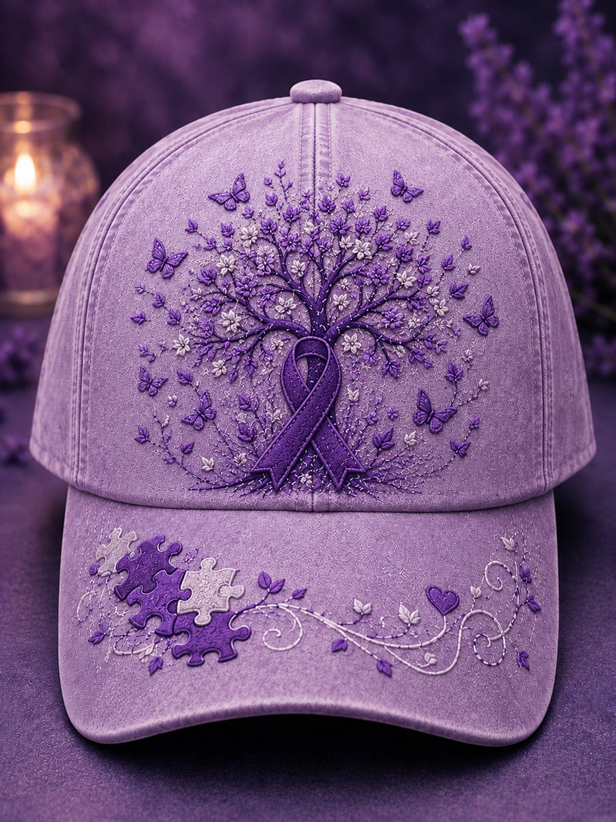 Unisex Purple Flora Art Print Hat