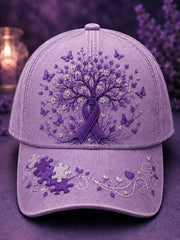 Unisex Purple Flora Art Print Hat