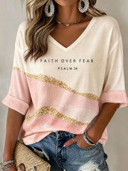 Women's 'Faith Over Fear' Print Casual T-Shirt