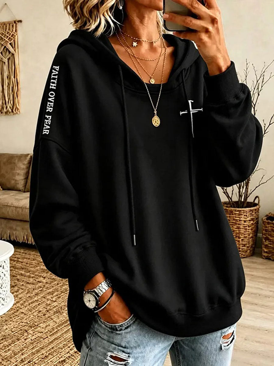 Women’s 'Faith Over Fear' Printed Casual Hoodie