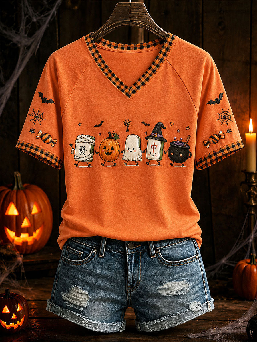 Women's Halloween Mahjong Fun Casual T-Shirt