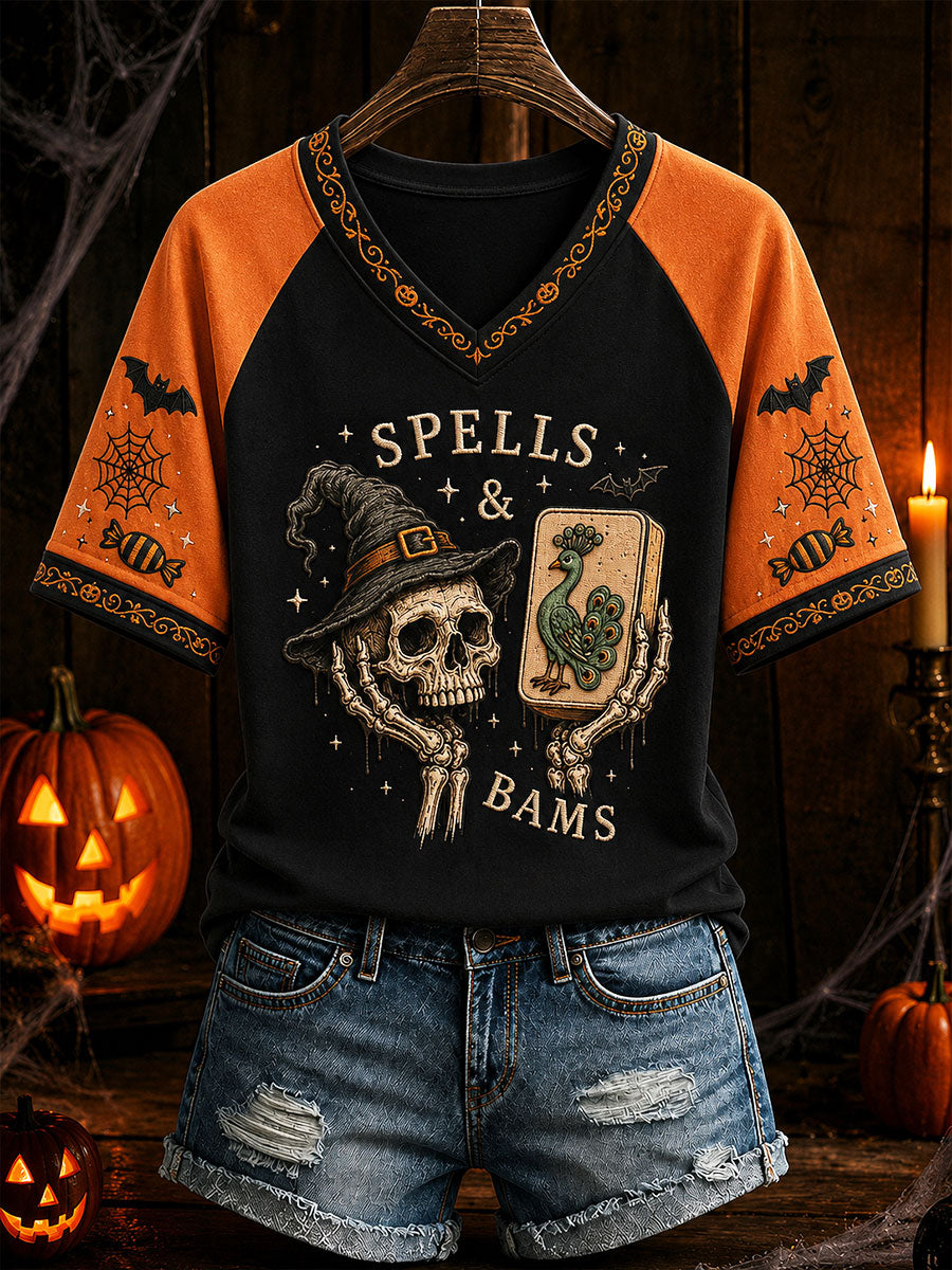 Women's Halloween Mahjong Fun Casual T-Shirt