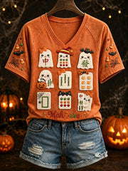 Women’s Halloween Mahjong V-Neck T-Shirts