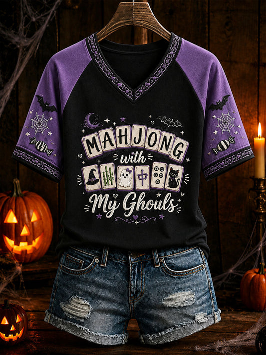 Women's Halloween Mahjong Fun Casual T-Shirt