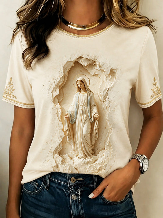 Women's Assumption of Mary Faith Art Printed T-shirt