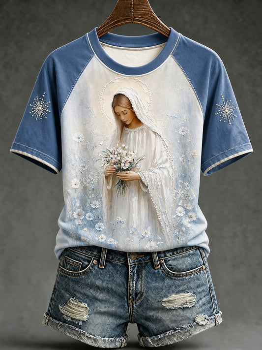 Women's Assumption of Mary Faith Art Printed T-shirt