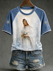 Women's Assumption of Mary Faith Art Printed T-shirt