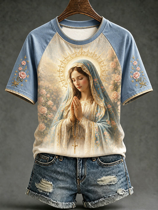 Women's Assumption of Mary Faith Art Printed T-shirt