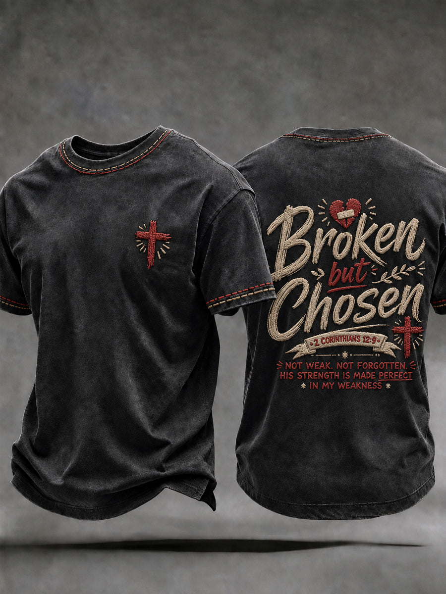 Men's Christian Broken But Chosen  Cross Short Sleeve T-shirt