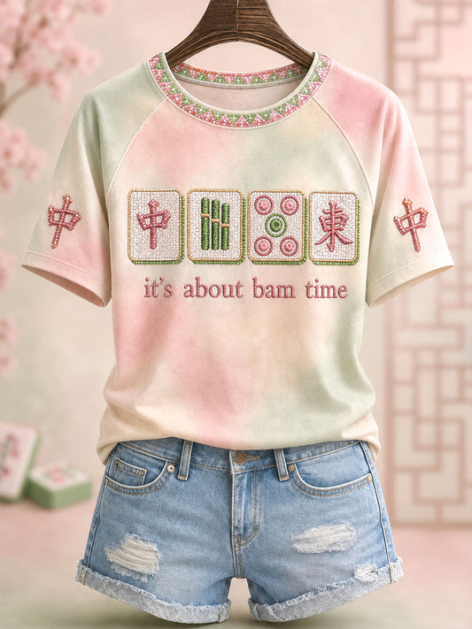Women’s clothing 'it's about bam time' Mahjong T-shirts
