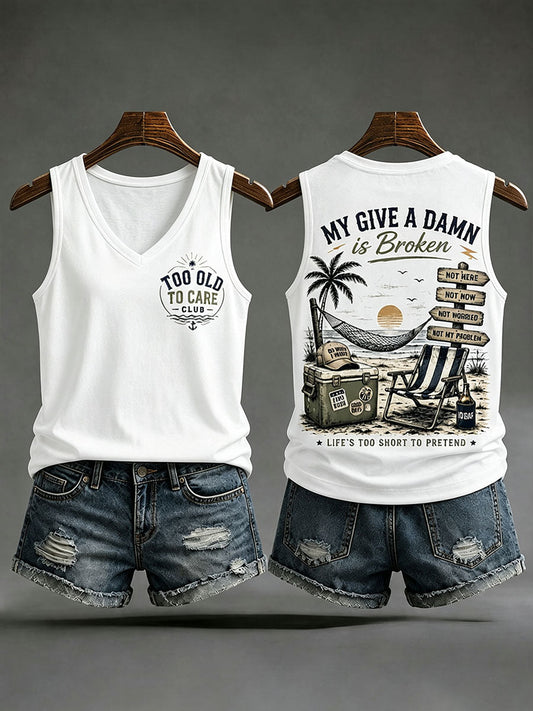 Women’s 'my give a damn is broken' tank tops