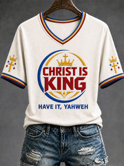 Women's Christian Christ Is King Have It YAHWEH Cross Short Sleeve T-shirt
