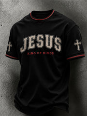 Men's faith-themed pattern printed causal short sleeves T-shirt
