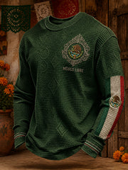 Men's Mexico Independence Day Art Printed Waffle Sweatshirt