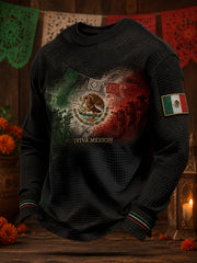 Men's Mexico Independence Day Art Printed Waffle Sweatshirt